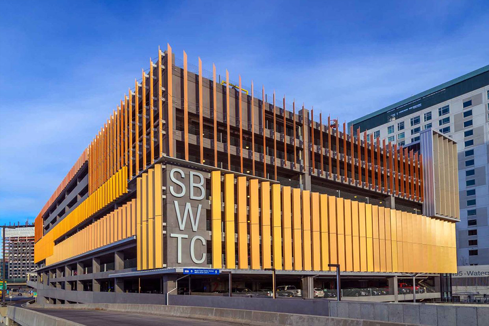 <div style={{textAlign: 'center'}}><strong>SBWTC Parking Structure</strong><br /><span style={{ fontWeight: '100 !important' }}>Boston, Massachusetts</span></div>